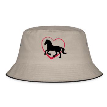 Pferd mit Herz - Bucket Hat - Khaki/Schwarz - Vorne