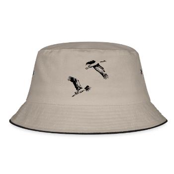 Kraniche - Bucket Hat - Khaki/Schwarz - Vorne