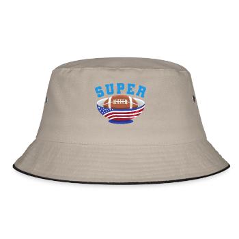 American Football Finale Champions Team Fan Lustig - Bucket Hat - Khaki/Schwarz - Vorne