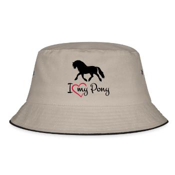 I love my pony, any colours - Bucket Hat - Khaki/Schwarz - Vorne