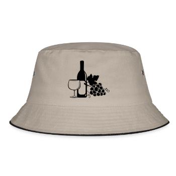 wine bottle grapes - Bucket Hat - Khaki/Schwarz - Vorne