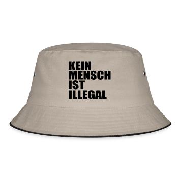 kein mensch ist illegal - Bucket Hat - Khaki/Schwarz - Vorne