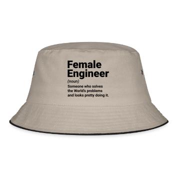 Ingenieurin Female Engineer Definition - Bucket Hat - Khaki/Schwarz - Vorne