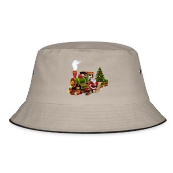 Santa mit einem Zug - Bucket Hat - Khaki/Schwarz - Vorne