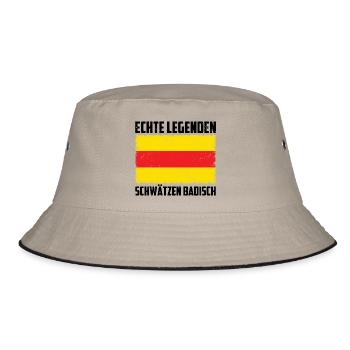 Badische Sprüche | Baden Badener Badner Geschenke - Bucket Hat - Khaki/Schwarz - Vorne