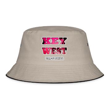 Key West Florida Palmen Urlaub souvenir Erinnerung - Bucket Hat - Khaki/Schwarz - Vorne