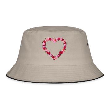 Roses Heart of shining roses and hearts - Bucket Hat - khaki/black - Front
