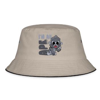Gorilla Affe - Bucket Hat - Khaki/Schwarz - Vorne