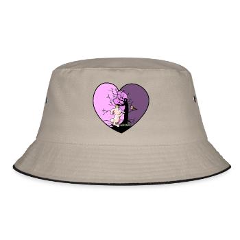 Herz Hase Fantasy Vogel Kinder Kleinkind Baby - Bucket Hat - Khaki/Schwarz - Vorne