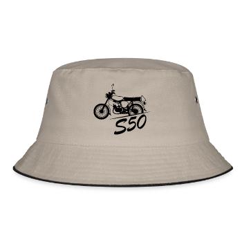 s50 Motorrad Moped Symbol Logo icon Simme DDR - Bucket Hat - Khaki/Schwarz - Vorne