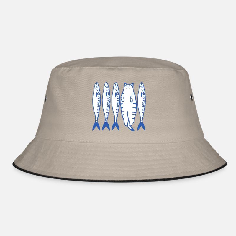 White Cat & Co. - Bucket Hat - Khaki/Schwarz