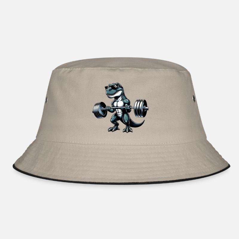 Cool Dino T-Rex Workout Dumbbell Workout Design Bucket Hat
