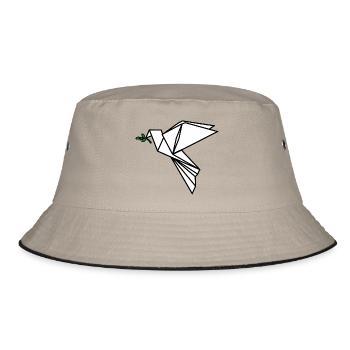 Origami Peace Dove Green Laurel Branch - Bucket Hat - khaki/black - Front