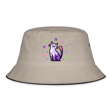 Happy Cat - Bucket Hat - khaki/black - Front
