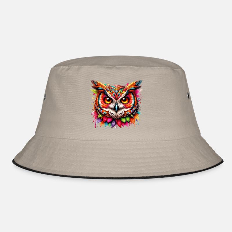 Eule - Bucket Hat - Khaki/Schwarz