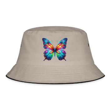 Schmetterling - Bucket Hat - Khaki/Schwarz - Vorne