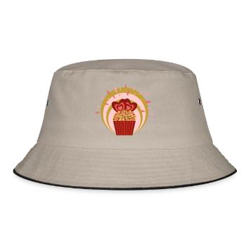 Rhabarber Kuchen Liebe mit viel Herz. - Bucket Hat - Khaki/Schwarz - Vorne