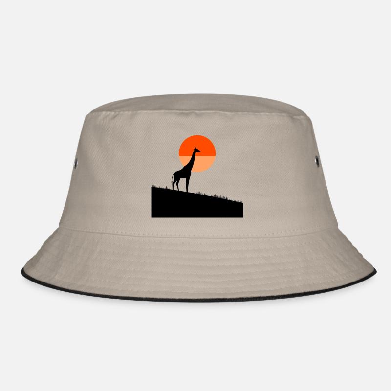 Giraffe at sunset Bucket Hat
