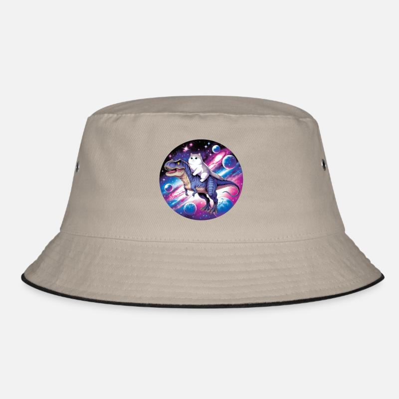 Kosmos-Tierreiter: Katze auf Dino Bucket Hat
