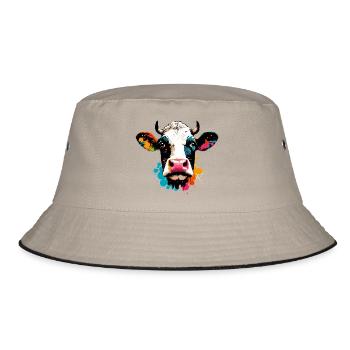 Kuh - Bucket Hat - Khaki/Schwarz - Vorne