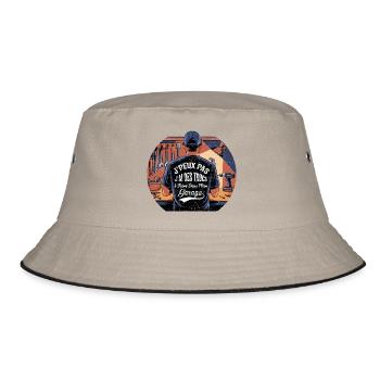 Papa Handwerker Geschenk Humor Garage DIY - Bucket Hat - Khaki/Schwarz - Vorne
