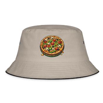Pizza - Bucket Hat - Khaki/Schwarz - Vorne