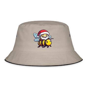 Biene Weihnachtsmann Cartoon - Bucket Hat - Khaki/Schwarz - Vorne