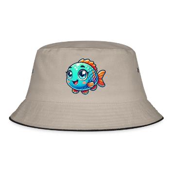 fisch comic - Bucket Hat - Khaki/Schwarz - Vorne