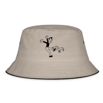 Dog Bites Man Foot Pain Attack - Bucket Hat - khaki/black - Front