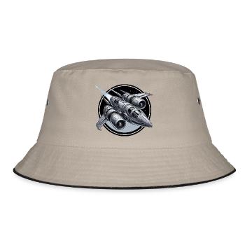 Spaceship silver - Bucket Hat - khaki/black - Front