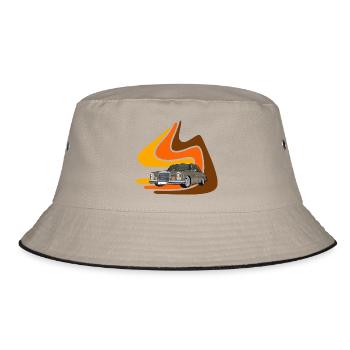 Retro Auto - Bucket Hat - Khaki/Schwarz - Vorne
