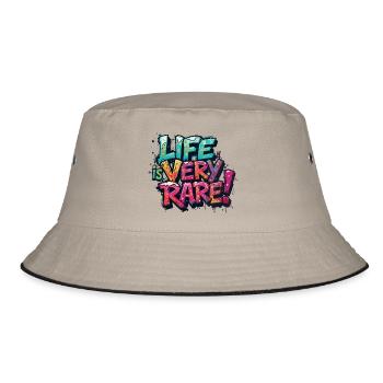 Das Leben ist sehr selten - Bucket Hat - Khaki/Schwarz - Vorne