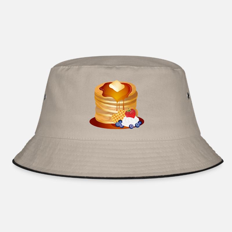 Pancakes Motif with Butter Flake and Maple Syrup Bucket Hat