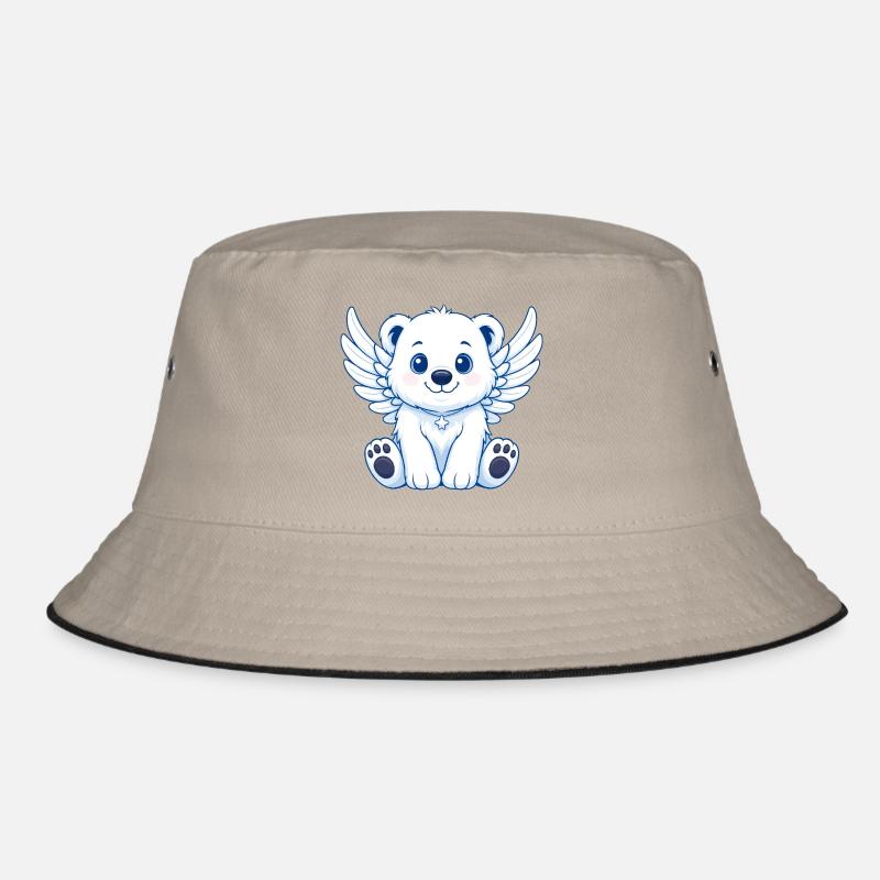 Süßer Eisbär Engel Cartoon mit Flügeln Freude  Bucket Hat