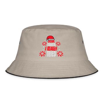 Dear Santa I Really Tried Christmas Humor Funny - Bucket Hat - khaki/black - Front