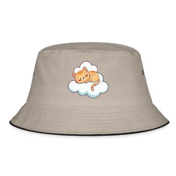 Sleeping kitten on cloud - Bucket Hat - khaki/black - Front