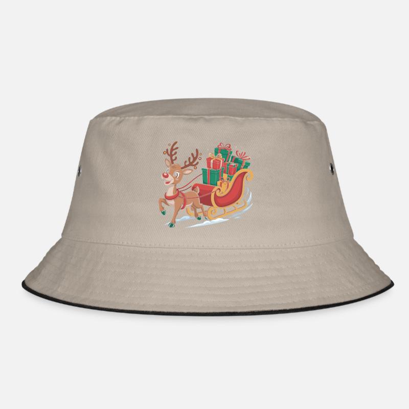 Rentier im Schlitten mit Geschenken Bucket Hat