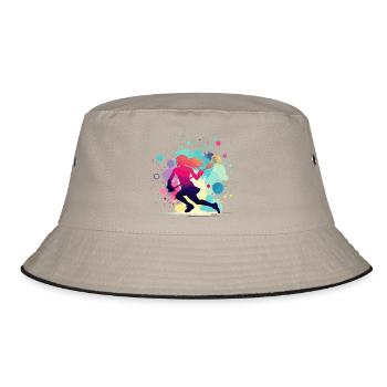 Lacrosse, Lacrosse Player Woman, Lacrosse Graphic - Bucket Hat - khaki/black - Front