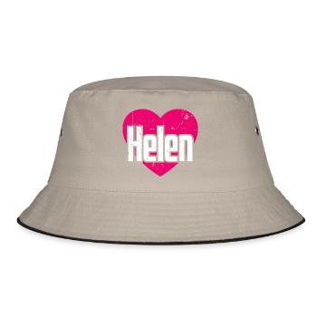 I Love Helen Pinkes Herz Ich liebe Helen - Bucket Hat - Khaki/Schwarz - Vorne