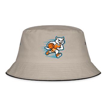 Fast Basketball Cat Dribbling Mascot - Bucket Hat - khaki/black - Front