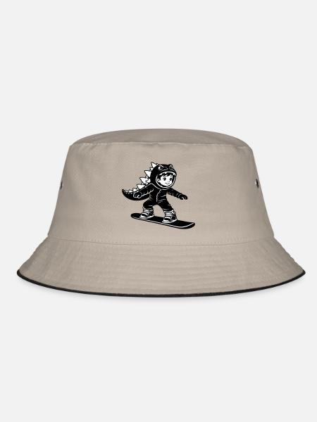 Snowboard Dragon Boy - Bucket Hat - Khaki/Schwarz - Vorne