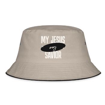 Mein Jesus mein Retter  - Bucket Hat - Khaki/Schwarz - Vorne