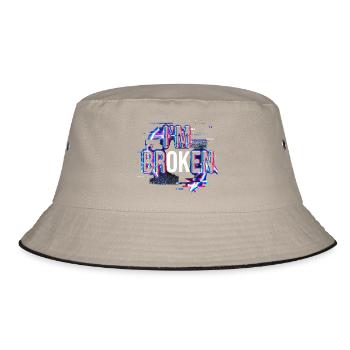 Im Broken Im Ok Mental Health - Bucket Hat - Khaki/Schwarz - Vorne