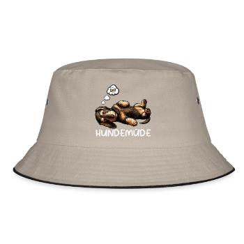 Hundemüde Rauhaardackel Dackel Dackelbesitzer  - Bucket Hat - Khaki/Schwarz - Vorne
