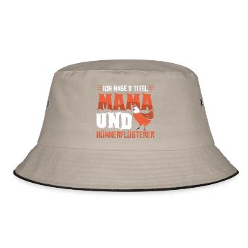 Hühnerflüsterer Huhn Hühnerhalter Hühner - Bucket Hat - Khaki/Schwarz - Vorne