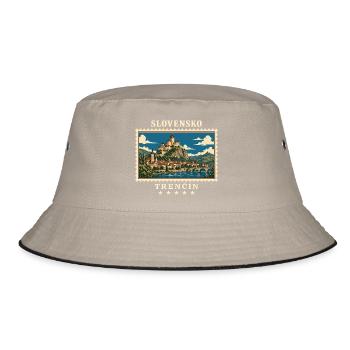 Slowakei Trenčín Vintage Reisemarke - Bucket Hat - Khaki/Schwarz - Vorne