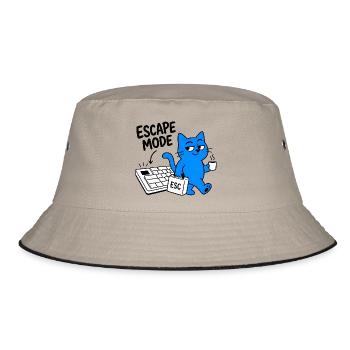 ESCAPE-MODUS – Geek-Chat & ESC-Schlüssel - Bucket Hat - Khaki/Schwarz - Vorne