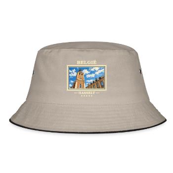 Belgien Hasselt Vintage Reisemarke - Bucket Hat - Khaki/Schwarz - Vorne