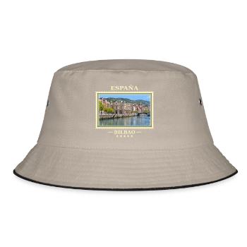 Spanien Bilbao Vintage Reisemarke - Bucket Hat - Khaki/Schwarz - Vorne