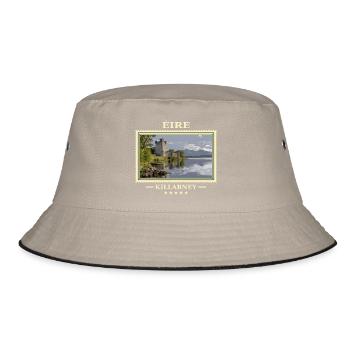 Irland Killarney Vintage Reisemarke - Bucket Hat - Khaki/Schwarz - Vorne